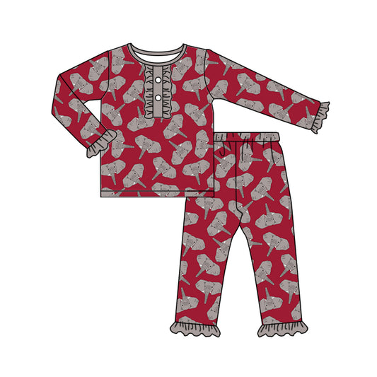 Baby Girls Elephant Long Sleeve Top Pants Pajamas Clothes Sets Preorder(moq 5)