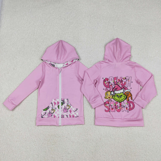 Baby Girls Grin Lights Pockets Zipper Christmas Hoodies Jackets Top