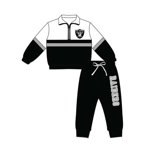 Preorder (moq 5)Baby Boys Raiders Zip Pullovers Top Jogger Pants Team Clothes Set