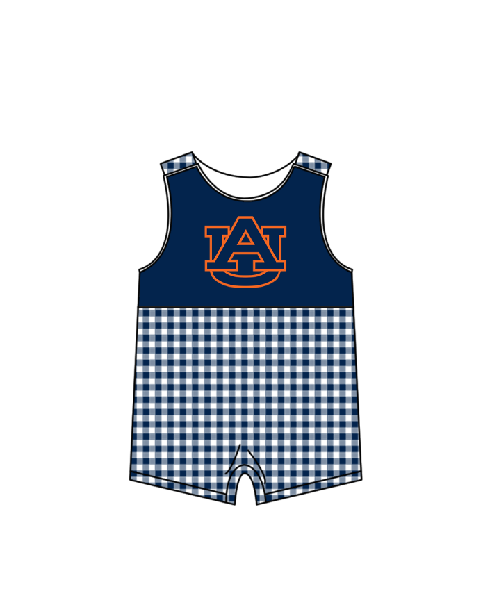 Preorder (moq 5)Baby Boys Sleeveless AU Checked Team Rompers