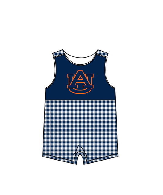 Preorder (moq 5)Baby Boys Sleeveless AU Checked Team Rompers