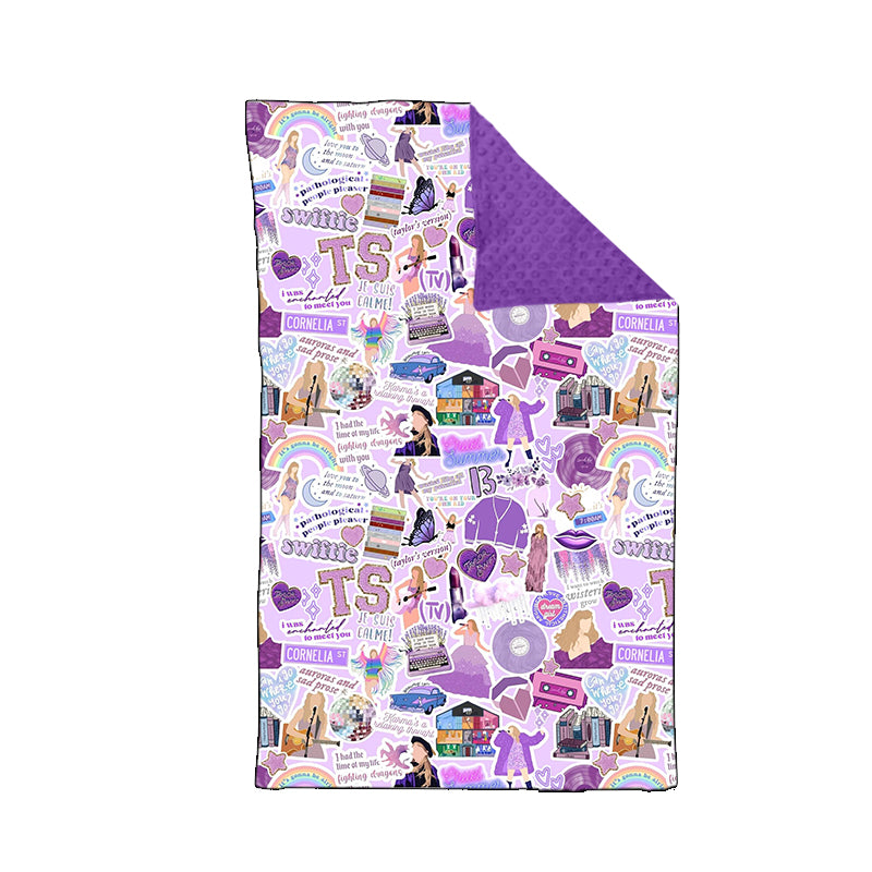 Baby Girls Purple Singer Minky Blankets preorder(moq 5)