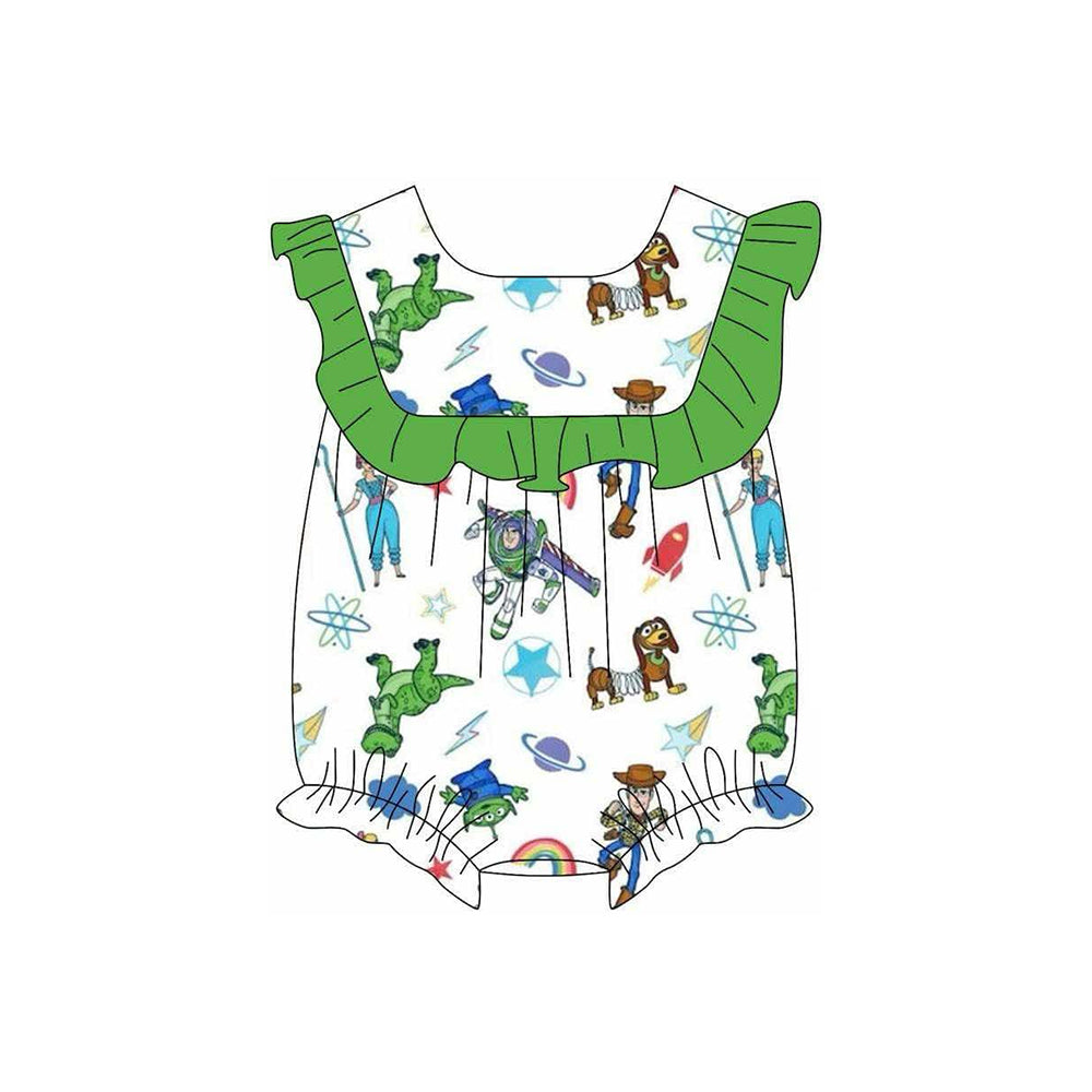 Preorder(moq 5)Baby Infant Girls Toy Green Ruffles Rompers