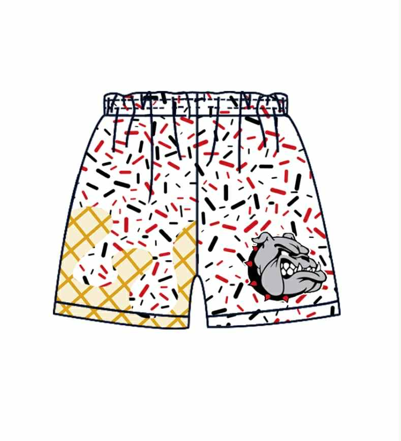 Preorder (moq 5)Baby Boys Drip White Bulldogs Sprinkles Team Shorts Bottoms