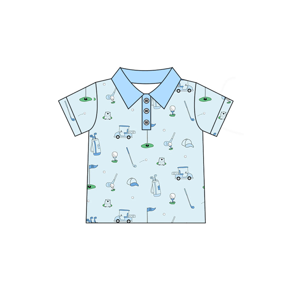 Baby Boys Blue Golf Buttons Tee Shirts Tops preorder(MOQ 5)