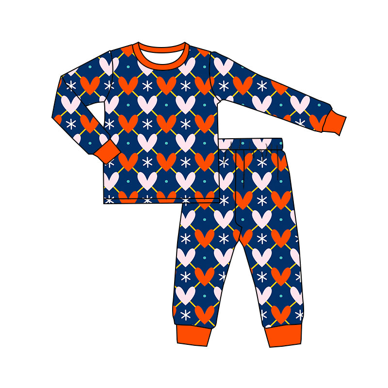 Baby Girls Navy Valentines XOXO Shirt Top Pants Pajamas Sets preorder(MOQ 5)