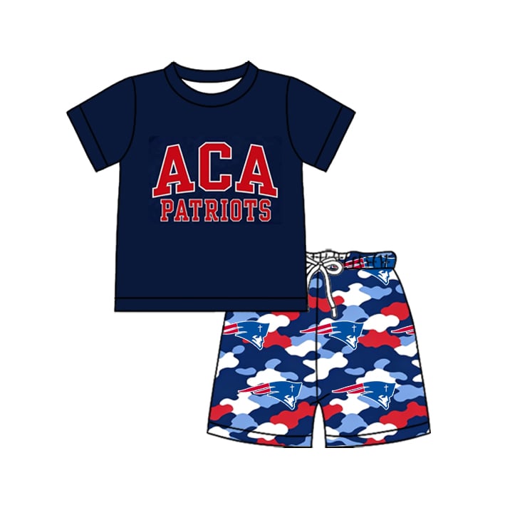 Preorder moq 5 Baby Boys ACA Patriots Top Short Team Clothes Sets