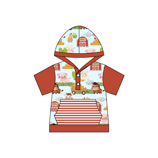 Baby Boys Red Farm Short Sleeve Hooded Shirts Preorder(moq 5)