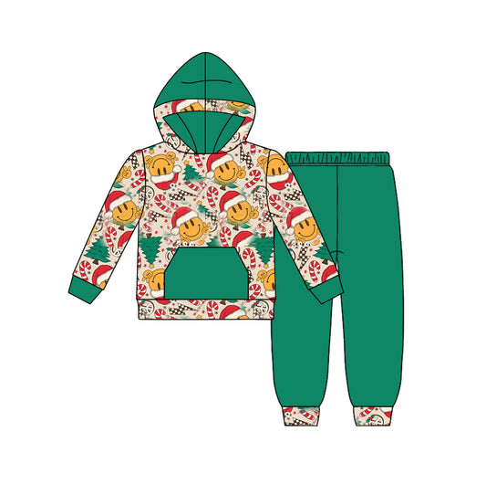 Baby Boys Hooded Christmas Smile Top Pants Clothes Sets Preorder(moq 5)