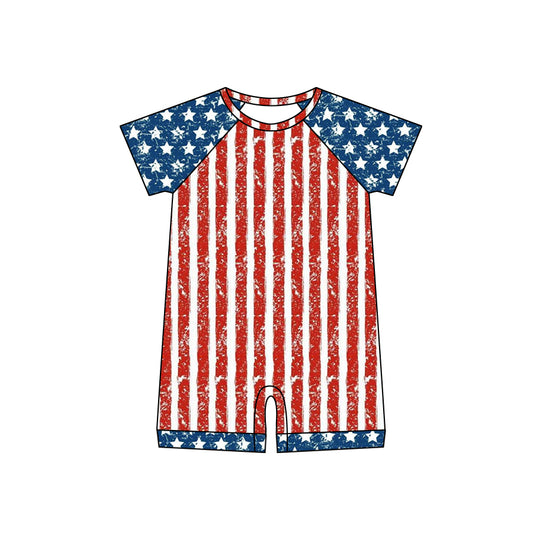 Baby Infant Boys 4th Of July Stripes Stars Rompers preorder(moq 5)