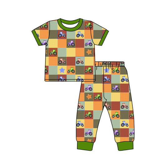 Baby Boys Farm Trucks Top Pants Pajamas Kids Clothing Sets preorder(MOQ 5)