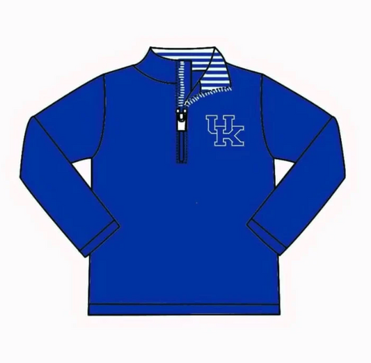 Preorder moq 5 Baby Boys Blue UK Team Zip Pullovers Tops