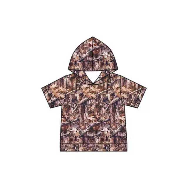 Preorder (moq 5)Baby Boys Short Sleeve Real Tree Camouflage Hooded Pullovers Tops