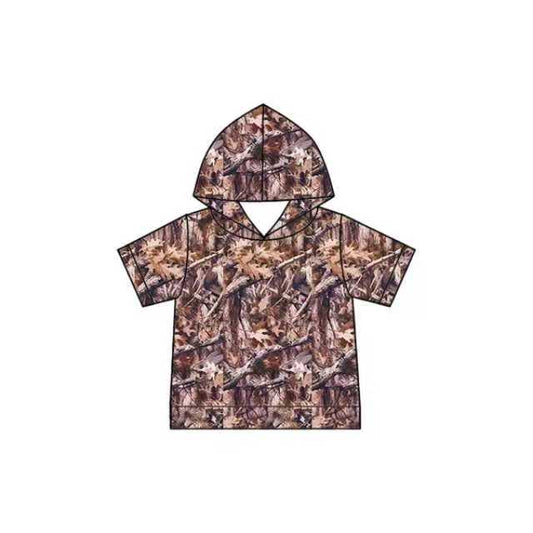 Preorder (moq 5)Baby Boys Short Sleeve Real Tree Camouflage Hooded Pullovers Tops
