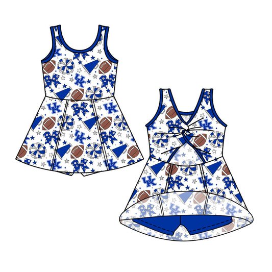 Preorder (moq 5)Baby Girls Sleeveless Bows Stars Footballs Team Shorts Knee Length Dress
