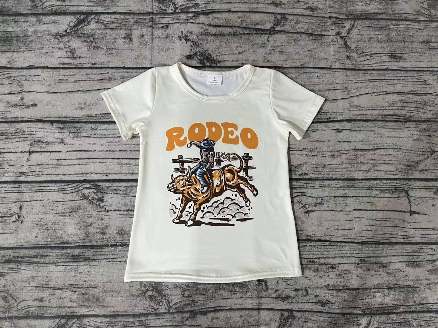 Baby Boys Ivory Western Rodeo Short Sleeve Tee Shirts Tops