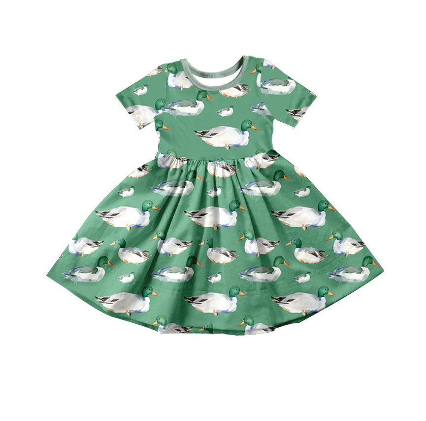 Baby Girls Toddler Duck Green Short Sleeve Knee Length Dresses preorder(moq 5)