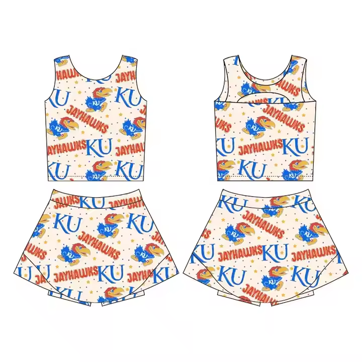 Preorder (moq 5)Baby Girls KU Bird Team Sleeveless Top Skort Set
