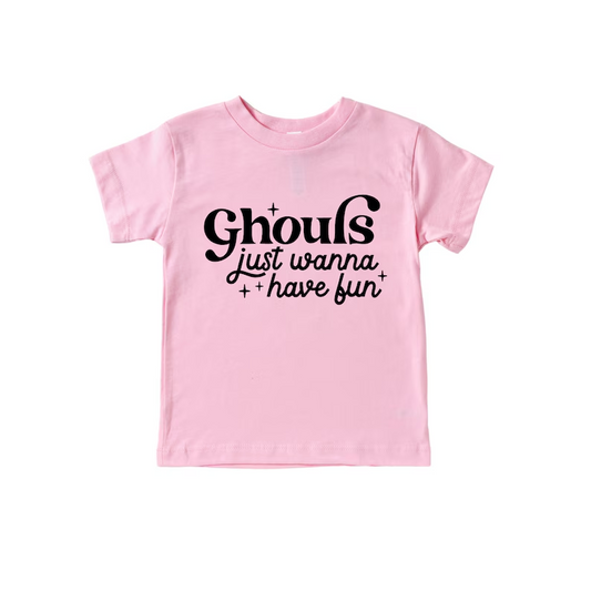 Baby Girls Pink Ghouls Pink Short Sleeve Tee Shirts Tops Preorder(moq 5)
