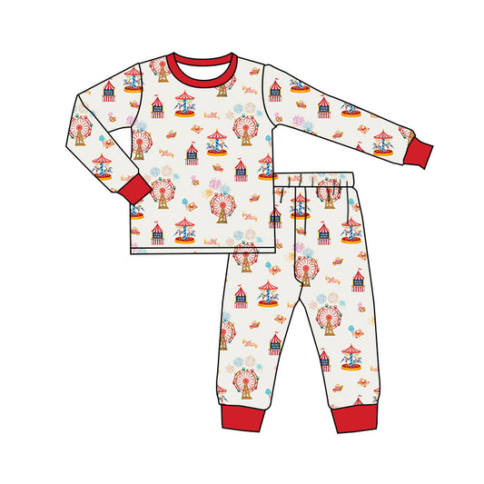 Baby Boys Red Fair Playground Top Pants Pajamas Outfits Clothes Sets preorder(MOQ 5)