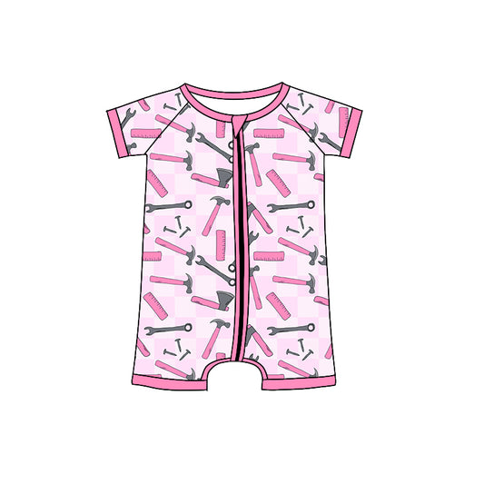 Baby Infant Girls Pink Tools Zip Rompers preorder(moq 5)