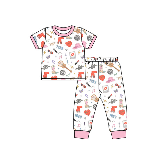 Baby Girls Singer Guitar Shirt Pants Pajamas Clothes Sets preorder(moq 5)