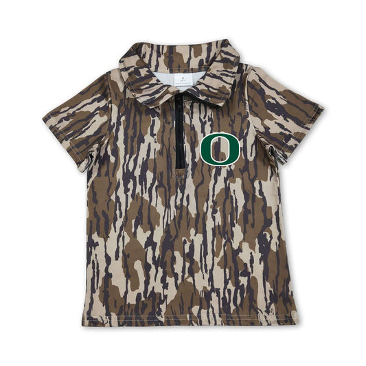 Preorder (moq 5)Baby Boys Olive Wood Camo Oregon Ducks Team Zip Pullovers Top