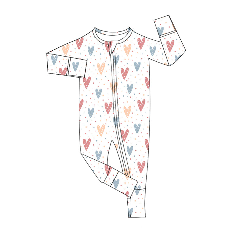 Baby Infant Boys Colorful Hearts Zip Rompers preorder(moq 5)