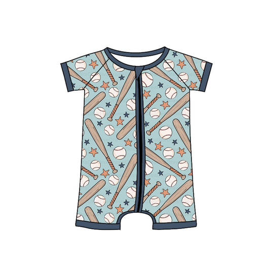 Preorder(moq 5)Baby Infant Boys Baseball Zip Sleepers Rompers