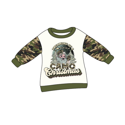 Baby Boys Christmas Green Camo Hunting Santa Tee Shirts Tops Preorder(moq 5)