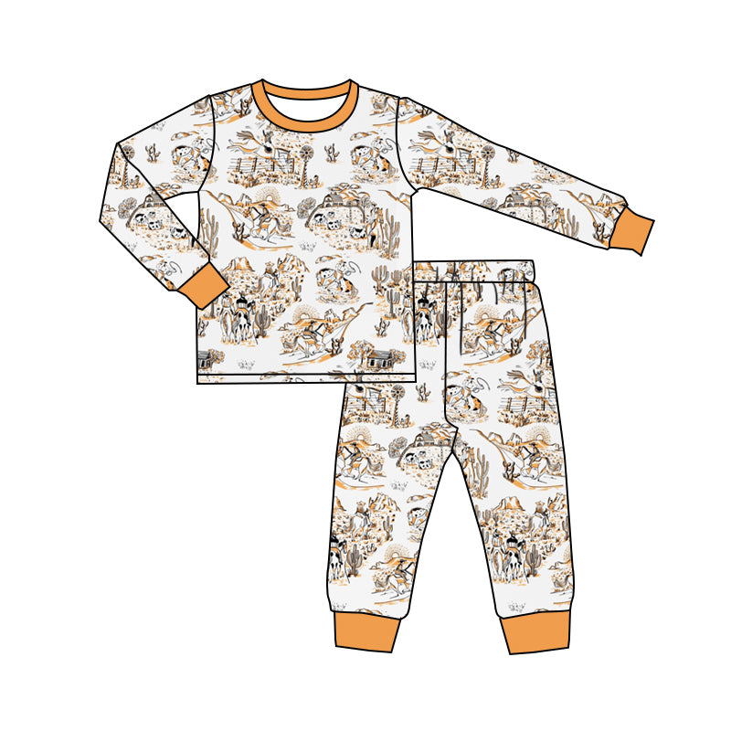 Baby Boys Western Rodeo Cactus Long Sleeve Top Pants Pajamas Sets preorder(MOQ 5)