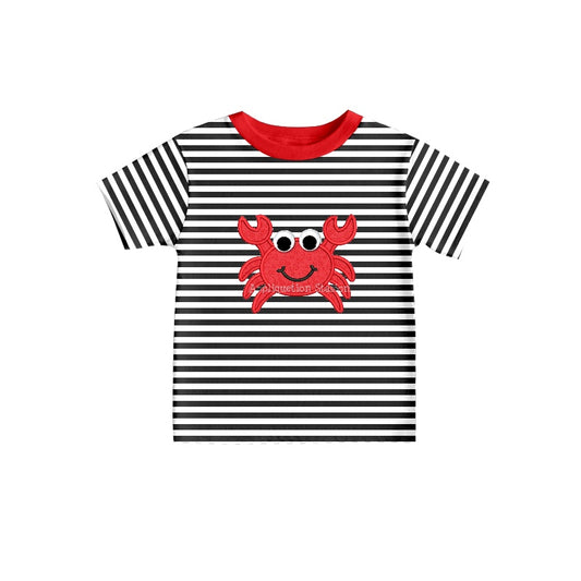 Baby Boys Black Stripes Crab Short Sleeve Tee Shirts Tops preorder(moq 5)