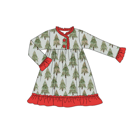 Baby Boys Christmas Tree Ruffle Gowns Knee Length Dresses Preorder(moq 5)