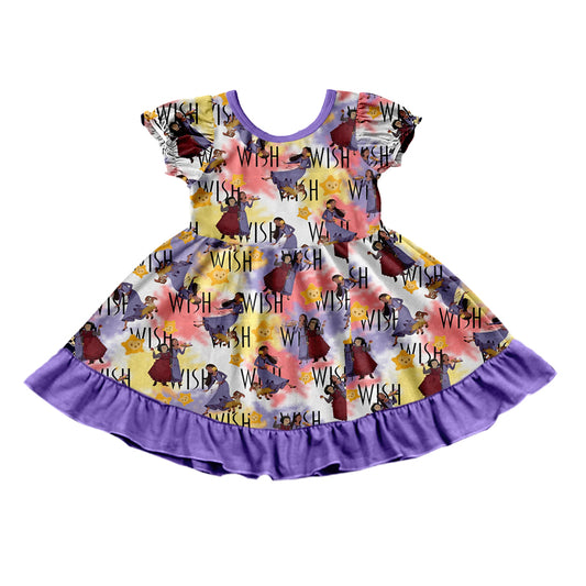 Baby Girls Purple Tie Dye Princess Knee Legnth Dresses preorder (moq 5)