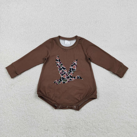 Baby Girls Long Sleeve Southern Brown Camo Ducks Rompers