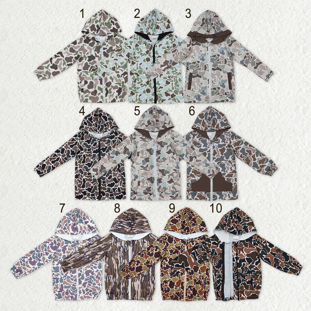 Sibling Baby Boys Girls Long Sleeves Southern Hunting Camo Zip Pockets Hoodie Jackets Top