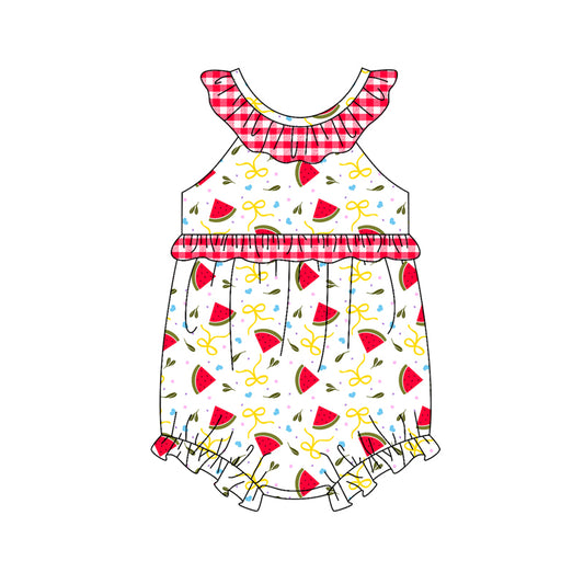 preorder(moq 5) Baby Girls Bows Watermelons Ruffle Rompers