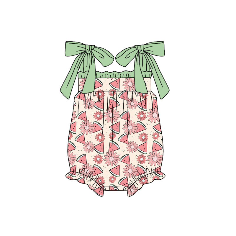 preorder(moq 5) Baby Girls Strap Daisy Watermelons Ruffle Rompers