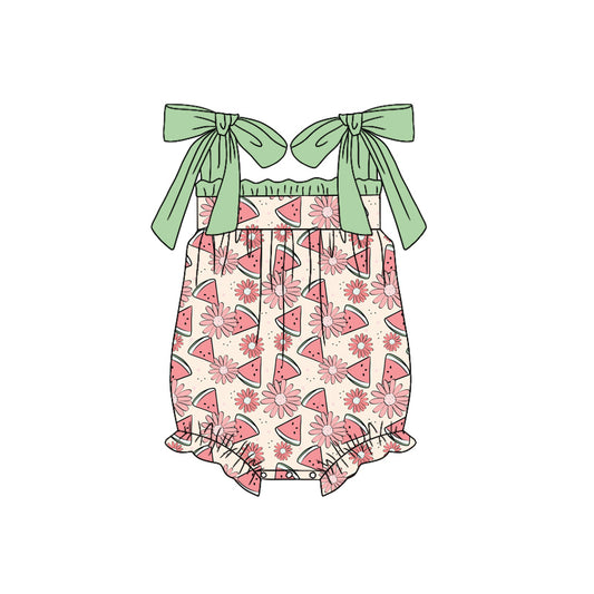 preorder(moq 5) Baby Girls Strap Daisy Watermelons Ruffle Rompers