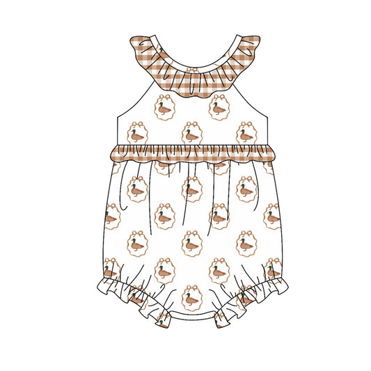 preorder(moq 5) Baby Girls Bows Ducks Hunting Ruffle Rompers