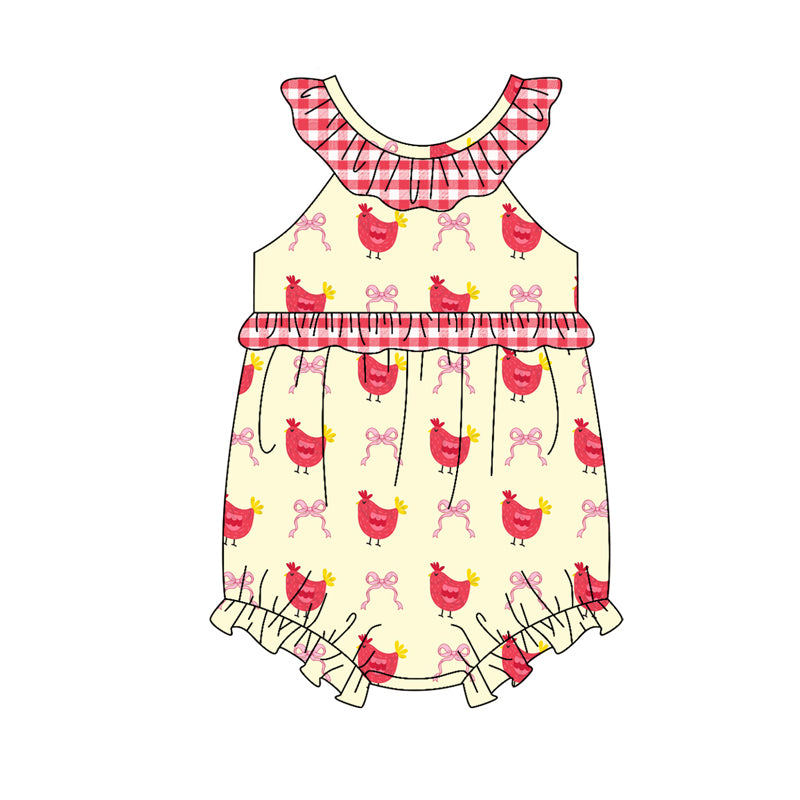 preorder(moq 5) Baby Girls Bows Chicks Farm Ruffle Rompers