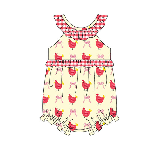 preorder(moq 5) Baby Girls Bows Chicks Farm Ruffle Rompers