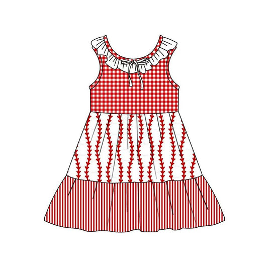 Preorder (moq 5)Baby Girls Collar Flowers Checked Stripe Patchwork Knee Length Dresses