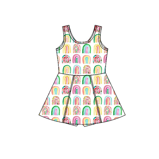 Preorder (moq 5)Baby Girls Sleeveless Colorful Rainbow Shorts Knee Length Dresses