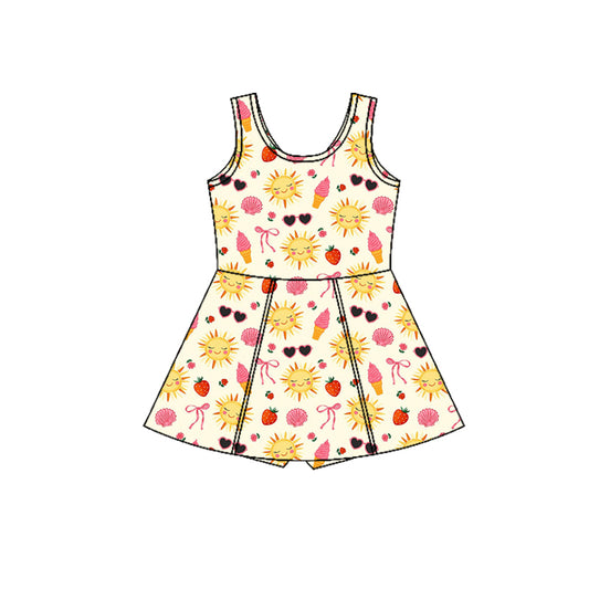 Preorder (moq 5)Baby Girls Sleeveless Suns Strawberry Shorts Knee Length Dresses