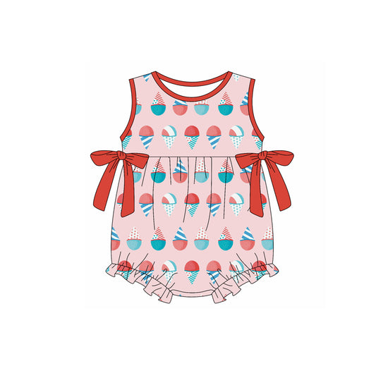 Preorder (moq 5)Baby Girls Sleeveless Ice Creams Bows Ruffle Rompers
