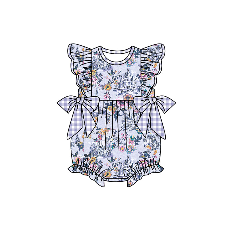 preorder(moq 5) Baby Girls Flutter Sleeve Flowers Bows Ruffle Rompers
