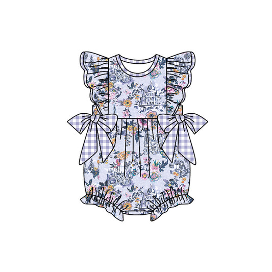 preorder(moq 5) Baby Girls Flutter Sleeve Flowers Bows Ruffle Rompers
