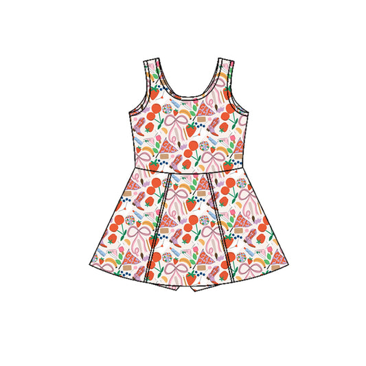 Preorder (moq 5)Baby Girls Sleeveless Boots Strawberry Shorts Knee Length Dresses