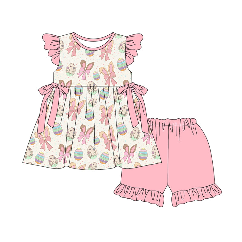 Preorder (moq 5)Baby Girls Flutter Sleeve Mama's Girl Flowers Tunic Ruffle Shorts Clothes Set
